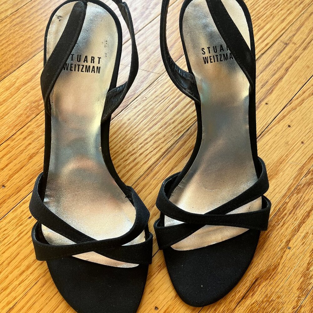Stuart Weitzman Black fabric dress sandal size 6